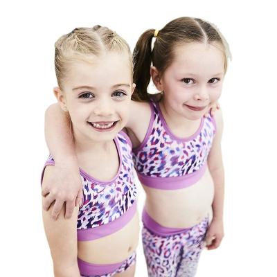 China Breathable Yoga Leggings Set Runner Fitness Print Sublimation Print Kids Back Bra For Girls Kids Yoga Wear for sale