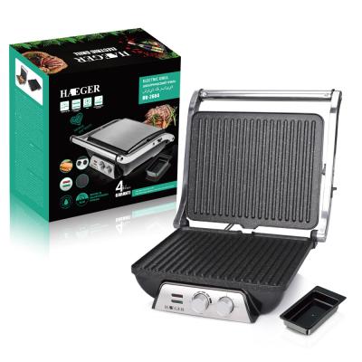 China New Design 4 Slice Wholesale Low MOQ Easy Operation Electric Panini BBQ Contact Grill With Timer for sale