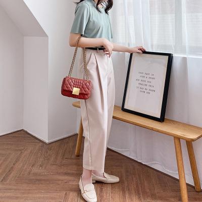 China Waterproof Korean Classic Genuine Leather Cross - Body Clutch Bag Women Mini Handbags Ladies Diamond Small Metal Button Square Shoulder Bag for sale