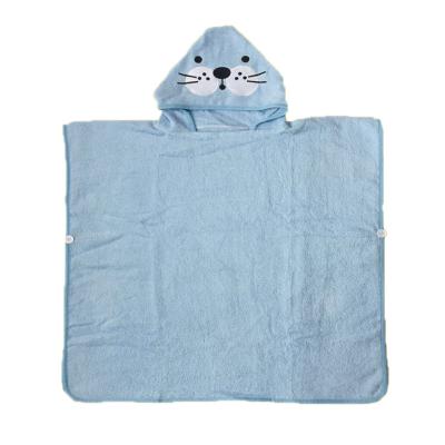 China Custom Child Safe Kids l Oversized Turkish Cotton Poncho Beach Towels Kids Bag Free Print Hooded Beach Towel for sale