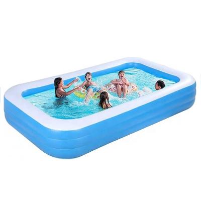 China Large Rectangular Inflatable Pool Kiddie Pool Children Inflatable Floor Rectangular PVC Inflated Outdoor Pool Swimming For Family for sale