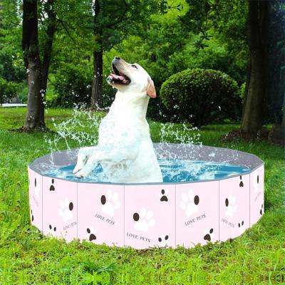 China Outdoor Portable Folding Pool Plastic Pet Dog Bath Folding Cooling Tub Summer Pet PVC Pool Pet Dog Bath Large Folding Cooling Tub for sale