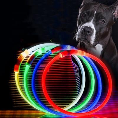 China Light Up Tracking Lights Pet Supplies PVC Collar USB Charging Luxury Led Dog Collar for sale