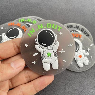 China Astronaut Round 3D PVC Patch Stick On Back Custom Rubber Patch for sale