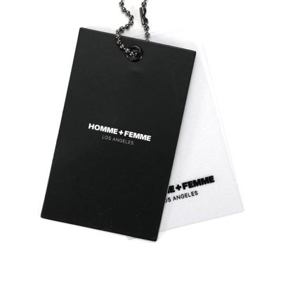 China Recycled Wholesale Custom Black Garment PVC Tag Paper Label Hangtag For Fabric for sale