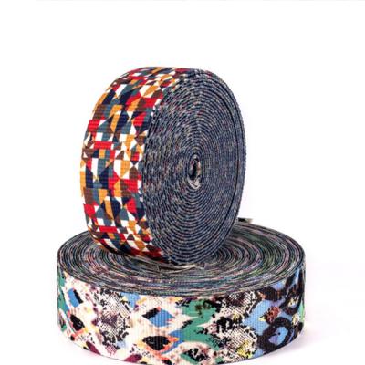 China High Tenacity Fashion Custom Webbing 10 -50 Mm Polyester Webbing Ties Roll Webbing Polyester Thermal Transfer Webbing For Custom Belt for sale