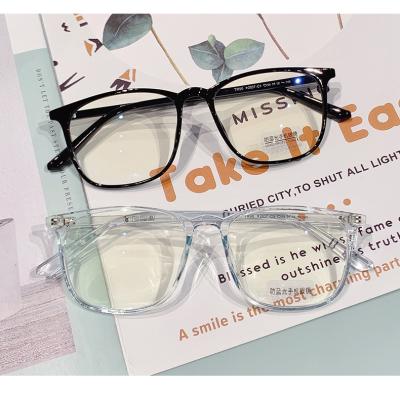 China Newcomers Prescription TR90 Small Block Fashionable Transparent Blue Glass Square Small Optical Frames for sale