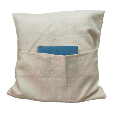 China Custom Blank White Cushion Cover Sublimation Pocket Pillow Viable Canvas Case 40x40cm for sale