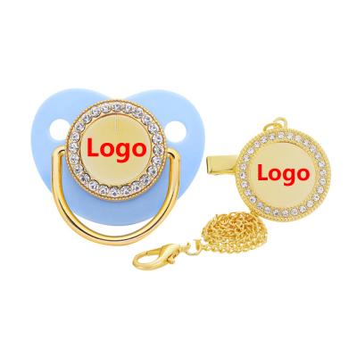 China Custom Personalized Baby Bling Baby Pacifier BPA Nipple Soother Sublimation Free Chains Pacifier Blanks for sale