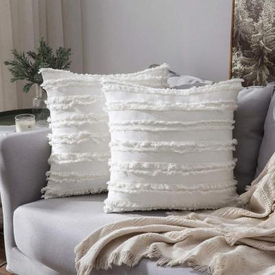 China 18X18inch Jacquard Square Cotton Linen Jacquard Solid Color Cushion Cover for sale