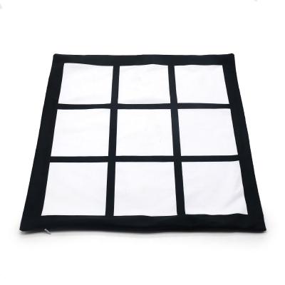 China Wholesale Black 9 Panel Sublimation Photo Blank Folded Pillow Case Cushion Cover for sale