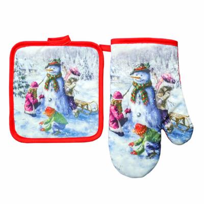 China 2Pcs/set Oven Mitts Baking Gloves Oven Reusable Warm Christmas Decoration Kitchen Baking Tools for sale