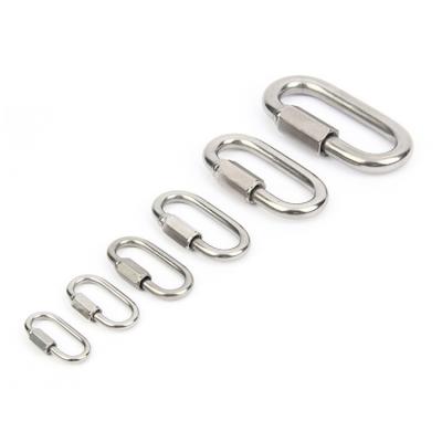 China Stainless Steel Diving Quick Link Chain Links Locking Carabiner Connector Climbing Key Chain Ring Buckle M8 for sale