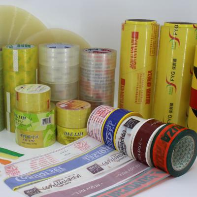 China 300 yds waterproof heavy duty yellow self adhesive custom logo printed bopp packing tape for sale