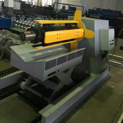 China Building material shops automatic hydralic aluminum coil metal color steel coils decoiler with car galvanized steel iron coil uncoiling machine for sale