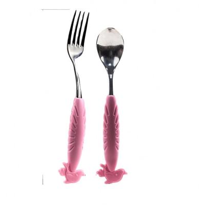 China BPA Free Appearance Reasonable Price Sensitive Silicone Baby Fork And Spoon for sale