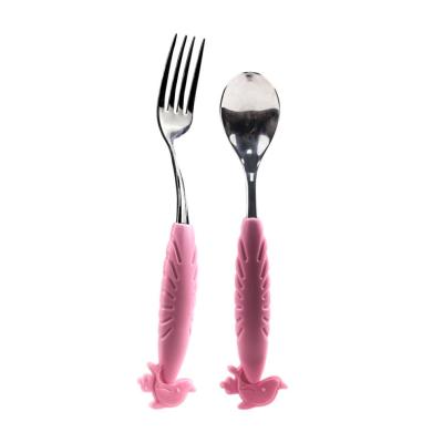 China BPA Free Competitive Price Cheap Personalized Soft Silicone Baby Fork And Spoon for sale