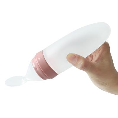 China BPA Free Food Grade Silicone Baby Milk Bottle With Spoon For Kids Feeding for sale