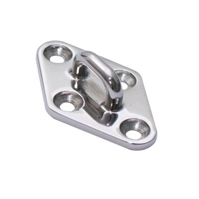 China Polishing Surface 316 Stainless Steel Deck Fittings Boat Pad Eye Plate Silver Color for sale