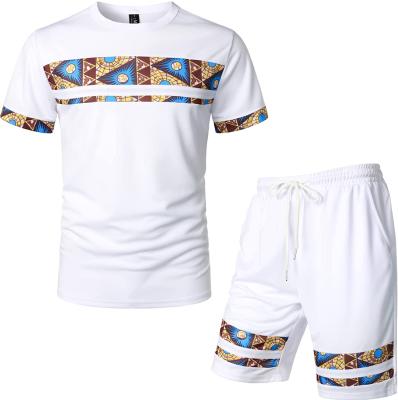 China QUICK DRY Design Print Africa Kitenge Short T-shirt Set Summer 2 Piece Tracksuit Suit Plus Size T-shirt And Casual Short Set Men's T-shirt for sale