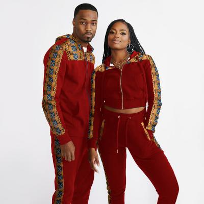 China African Stylewax Sublimation Anti Pilling Printing Two Piece Set Loose Kente African 2 Piece Jogger Hoodies Men And Women Pant Two Piece Set for sale