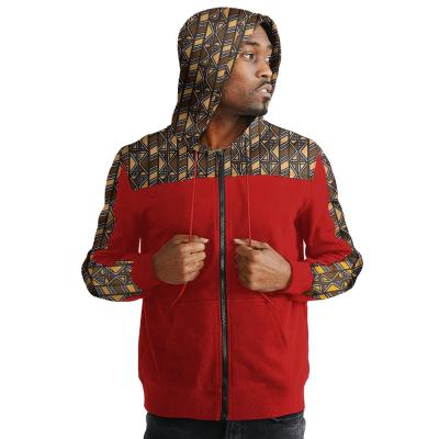 China Anti-pilling Most Popular African Custom Customized African Kente Print Designer Hoodies Men Style Zipper Up Graphic Hoodie for sale