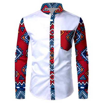 China Cotton Fashion African Print Men Full Length Dashiki Men'S Long Sleeve African Clothing Customized Customized Size Men's Formal T-shirt for sale