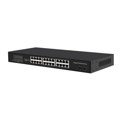 China POE all gigabit poe switch 24 port + 2 standard SFP IEEE802.3af/at POE network switch for sale