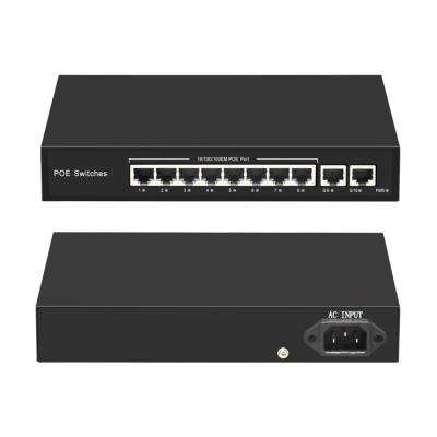 China POE 250m Extend 10 Port 8 Gigabit Full Port PoE Switch With 2 Uplink Switch for sale