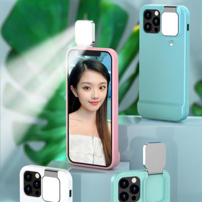 China Anti-fall Fill Light Smart Phone Case Cover With 2021 New Selfie Flashing Portable Makeup Led New Luminous Phone Case for sale