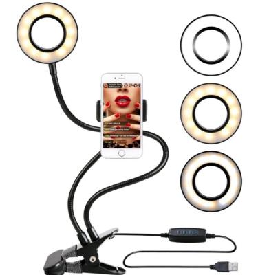 China 360 Degree Rotating Mobile Phone Bedside Table Mobile Phone Holder Selfie Light Circular Sufficiency Lamp Mobile Phone Stand for sale