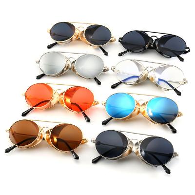 China Classic Fashion Sunglasses Design Fashion Round Steampunk Sun Glasses Men Women Vintage Punk Sun Glasses for sale