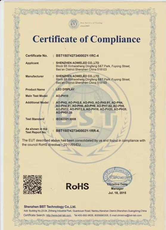 RoHS - Shenzhen Aoweled Co., Ltd.