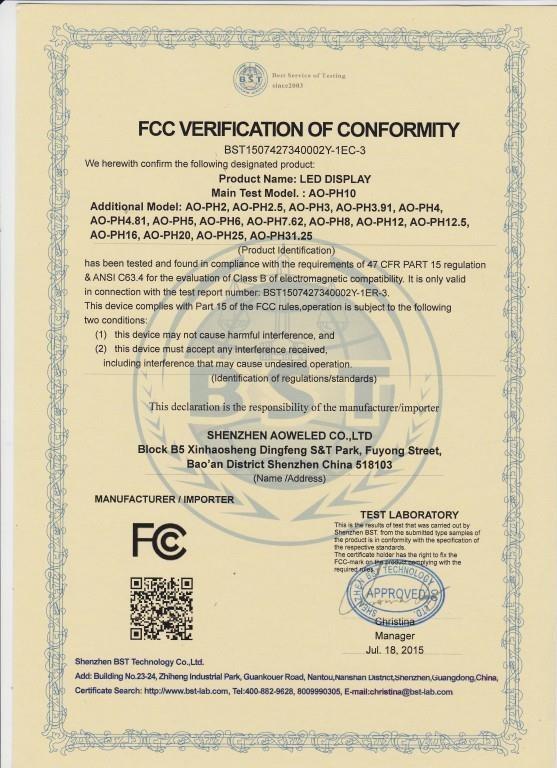 FCC - Shenzhen Aoweled Co., Ltd.