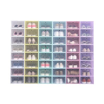 China Wholesale Clear Portable Collapsible Folding Stable Shoe Sneaker Boxes Stackable Acrylic Shoe Box Shoe Rack Organizer for sale