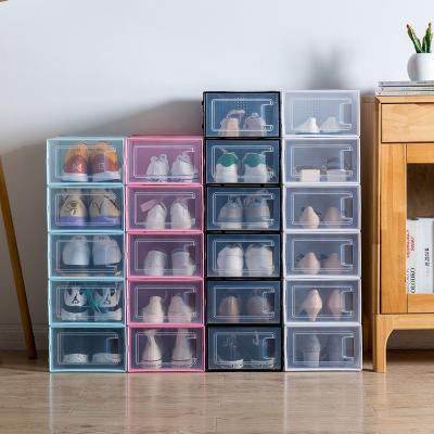 China Wholesale Drawer Organizer Stackable Stackable Clear Plastic Custom Acrylic Shoe Storage Box Sneaker Crate Clear Shoe Storage Box for sale