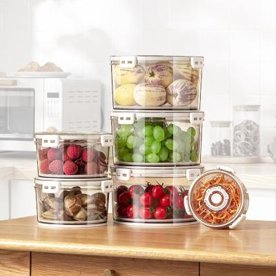 China Plastic Storage Box Transparent Clear Safe Air Tight Crisper Container Kitchen Microwave Freshness Preservation Container Food Storage Containers Round for sale