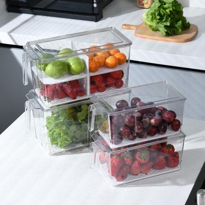 China Freshness Preservation Clear Fruit Fridge Food Organization Bins Set Container Fridge Storage Boxes Organizer Refrigerator With Handle for sale