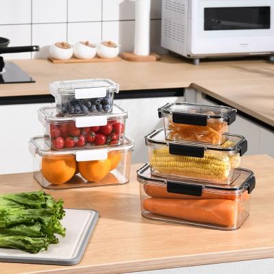 China Freshness Preservation Meal Prep Bpa Free Square Plastic Food Crisper Contenedor De Comida Microwavable Airtight Storage Containers Set With for sale