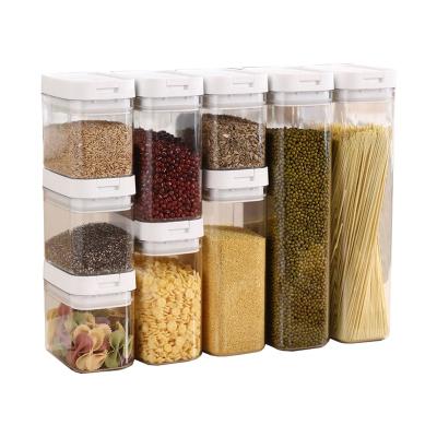 China Freshness Preservation Cereal Pantry Storage Box Plastic Transparent Clear Dry Airtight Kitchen Food Storage Containers Set With Lids for sale