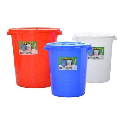 China Stocked Heavy Duty Cheap Durable Round Pp Material Plastic Barrel Pail Drum Large Capacity Plastic Water Bucket With Lid for sale