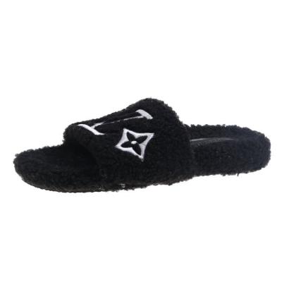 China 2022 autumn and winter new fashion brand women's cashmere embroidered slippers damping for sale