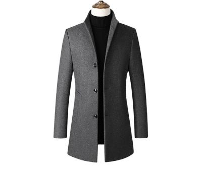 China 2022 New Autumn And Winter Mid Length Anti-wrinkle Collar Single Breasted Wool Coat Men's Stand Ditch Coat Men's Wear for sale