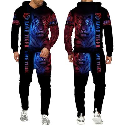 China 2022 New QUICK DRY 3D Printing Realistic Pattern Mens Jogging Lion Suit Mens Sports Suit Oversized Sports Mens Suit for sale