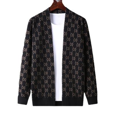 China Spring and Autumn Fashion Warm Male Loose Anti-wrinkle Logo Men's Thin Knitted Casual High Quality Printing Cardigan Sweater for sale