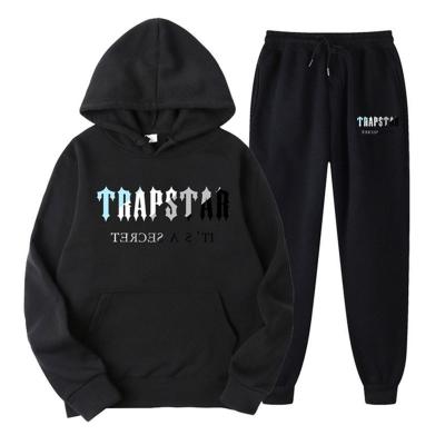 China 2022 QUICK DRY New Brand TRAPSTAR Printed Sportswear Men 16 Colors Warm Two Piece Set Loose Hoodie Sweatshirt + Pants Jogging Set Hoodie for sale