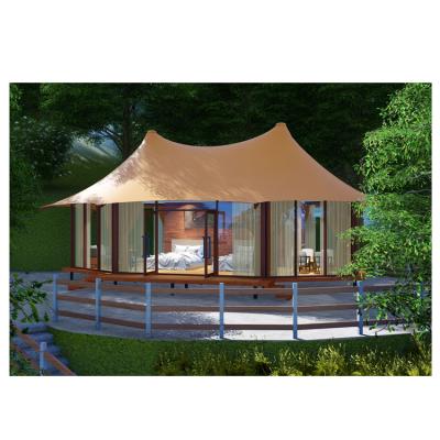 China GT14 108sqm UV-resistant Double-peak luxury safari tent for resort and restaurant use huge canvas glamping tents for sale