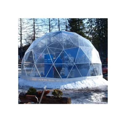 China Hot Outdoor Clear Roof Geodesic Dome Tent FGD10 10m Diameter Wind Resistant For Camping Tents With Solar Fans for sale