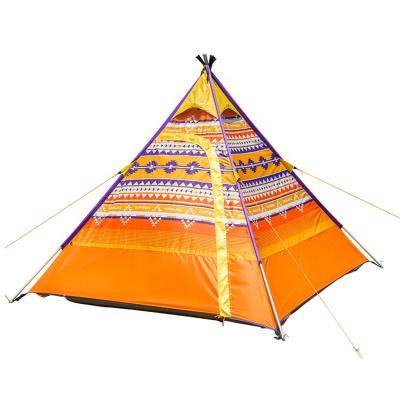 China HT27C Arrow Style Printed Double Tent Outdoor Camping Tent 4 Person Sleeping Four Seasons Waterproof UV Indian Family Waterproof Outdoor Camping Tent for sale