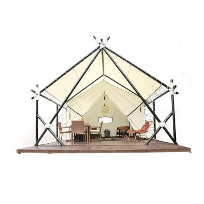 China Luxury Anti Tear Mesh 5*9m Safari Tent Hotel Resort Strong Galvanized Steel Pipe Glamping Safari Tent For Permanent Accommodation for sale